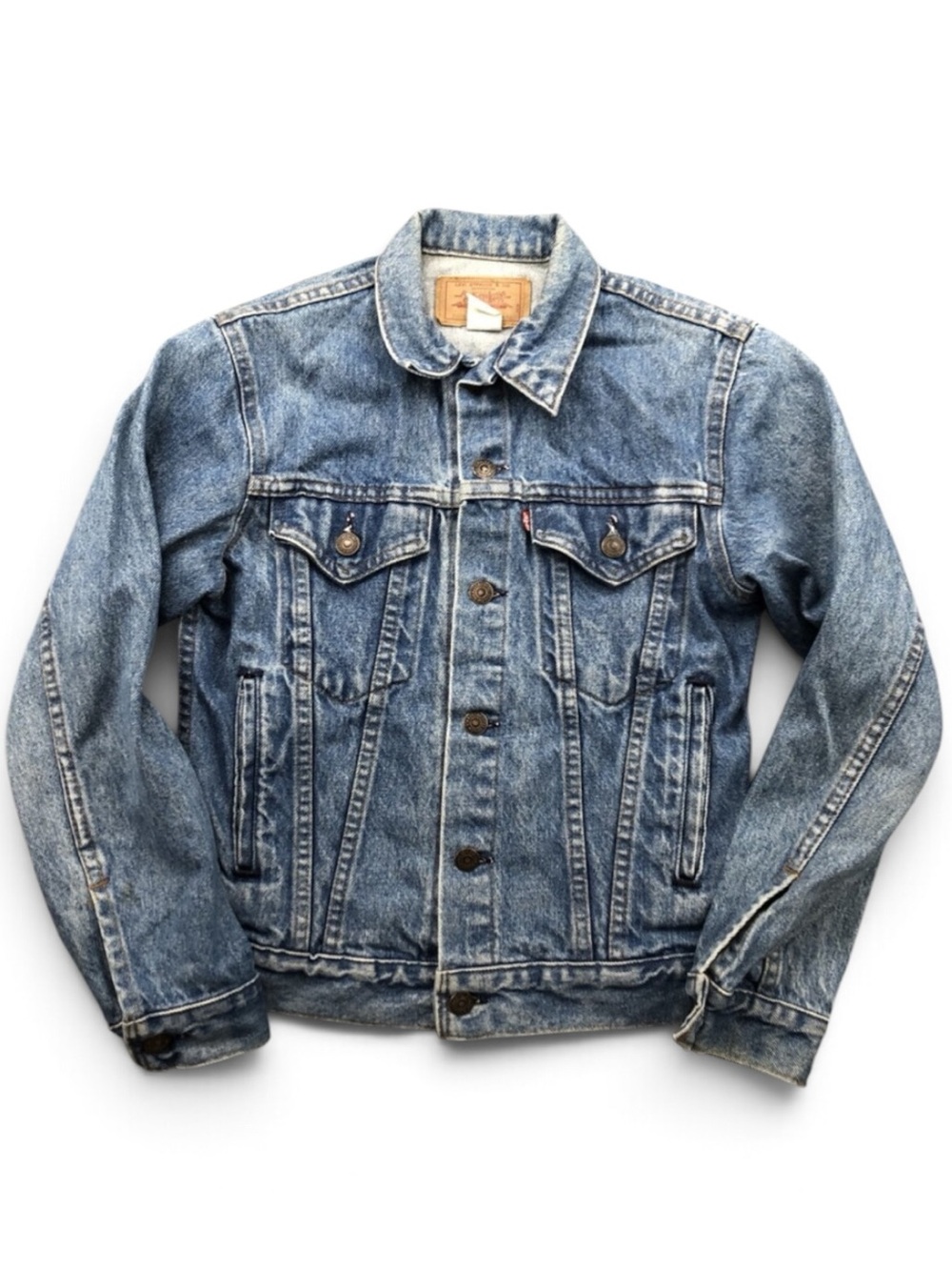Vintage Levis Jacket Boys Blue Denim Trucker 70706 USA 80s Size 8